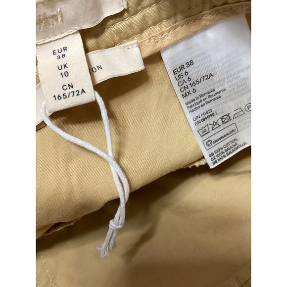 H&M Women's Tan Khaki High Waisted Utility Canvas Zip A Line Midi Dress Size 6 - Picture 4 of 5